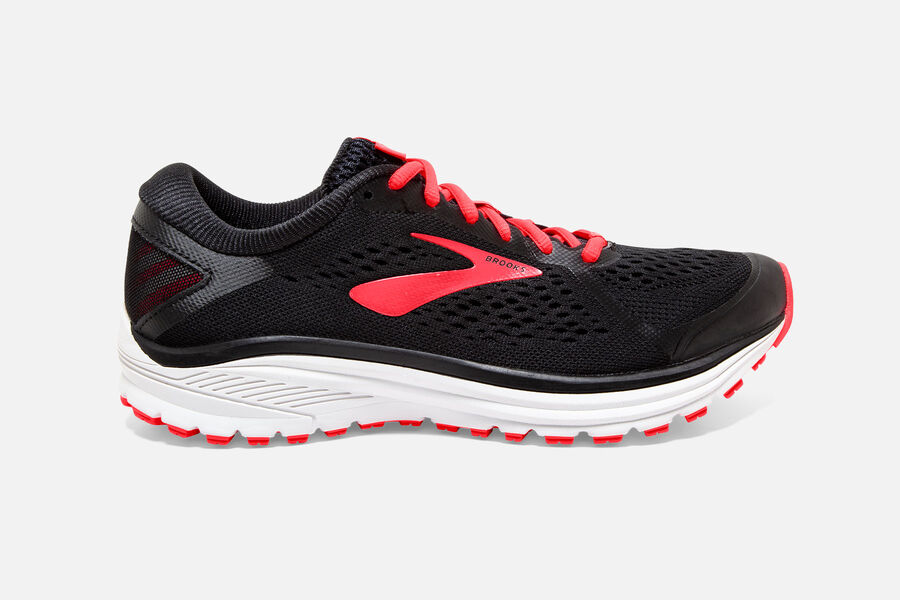 Brooks Aduro 6 Mens UK - Road Running Shoes - Black/Coral/White 010-CRUJPK